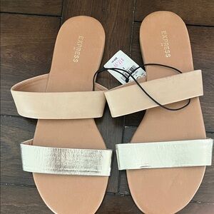 Express Women's Tan and Gold Sandals